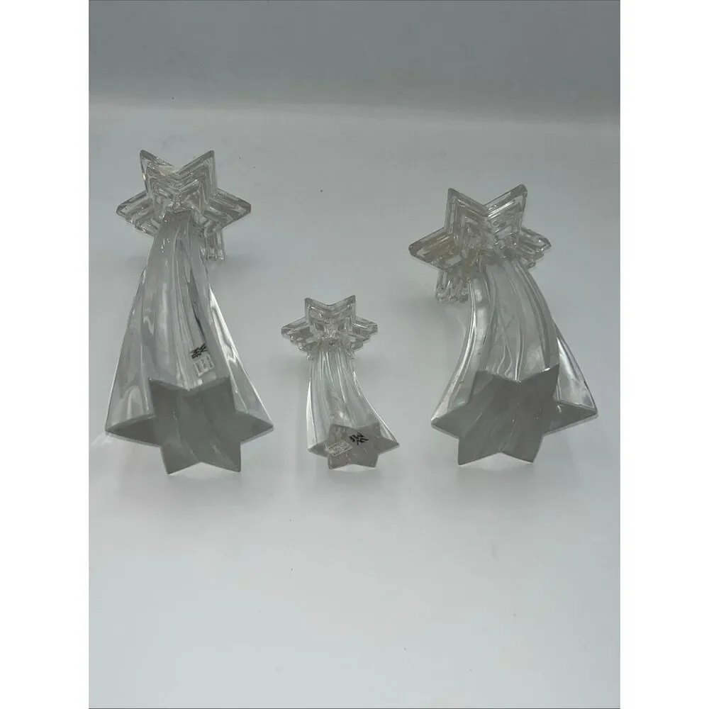 Set Of 3 WMF Germany Shooting Star 24% Lead Crystal Candle Holders 8,6,4